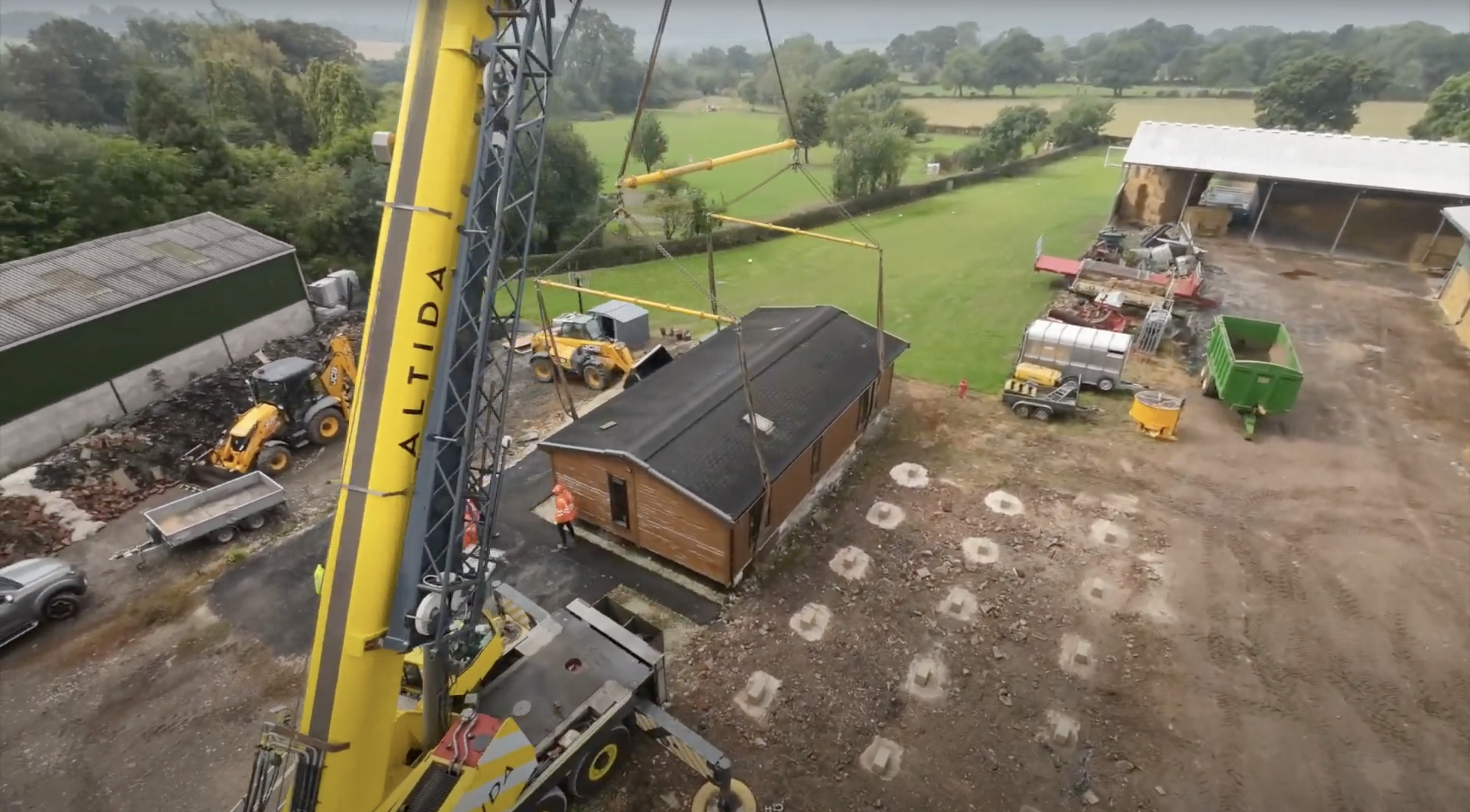 Moving a house with a crane